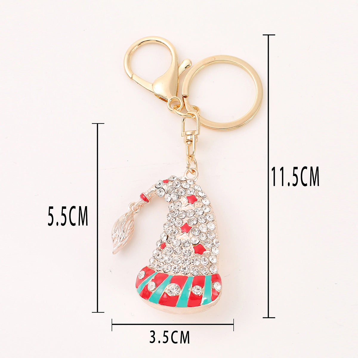 Wholesale Alloy Diamond Christmas Hat Keychain